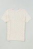 Beige Hollow Out Crochet O Neck Short Sleeve Sweater Tee