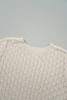 Beige Hollow Out Crochet O Neck Short Sleeve Sweater Tee