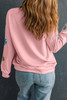 Pink Sequin Romantic Letters Heart Graphic Valentines Sweatshirt Pink Sequin Romantic Letters Heart Graphic Valentines Sweatshirt