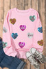 Pink Sequin Romantic Letters Heart Graphic Valentines Sweatshirt Pink Sequin Romantic Letters Heart Graphic Valentines Sweatshirt