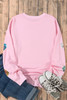 Pink Sequin Romantic Letters Heart Graphic Valentines Sweatshirt Pink Sequin Romantic Letters Heart Graphic Valentines Sweatshirt