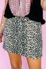 Khaki Leopard Denim Mini Skirt Khaki Leopard Denim Mini Skirt