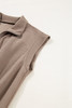 Dark Khaki Textured Short Sleeve Half Zip Drawstring Waist Romper