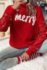 Racing Red Merry Graphic Sequin Sleeves Christmas Turtleneck Sweater Racing Red Merry Graphic Sequin Sleeves Christmas Turtleneck Sweater