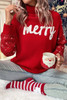 Racing Red Merry Graphic Sequin Sleeves Christmas Turtleneck Sweater Racing Red Merry Graphic Sequin Sleeves Christmas Turtleneck Sweater