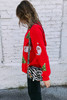 Red Santa Claus Christmas Tree Patched Pattern Drop Shoulder Sweatshirt Red Santa Claus Christmas Tree Patched Pattern Drop Shoulder Sweatshirt