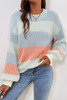 Multicolour Colorblock Textured Knit Bubble Sleeve Sweater Multicolour Colorblock Textured Knit Bubble Sleeve Sweater