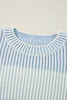 Multicolour Colorblock Textured Knit Bubble Sleeve Sweater Multicolour Colorblock Textured Knit Bubble Sleeve Sweater