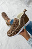 Brown Leopard Print Ankle Patched Flat Winter Fur Boots Brown Leopard Print Ankle Patched Flat Winter Fur Boots
