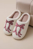 White Bow Knot Pattern Plush Warm Slippers White Bow Knot Pattern Plush Warm Slippers