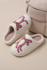 White Bow Knot Pattern Plush Warm Slippers White Bow Knot Pattern Plush Warm Slippers