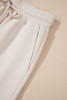 Apricot Textured Ruffled Sleeve Zipped Top and Wide Leg Pants Set
