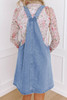 Beau Blue Wide Strap Button Front Pocketed Denim Mini Dress