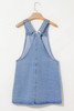 Beau Blue Wide Strap Button Front Pocketed Denim Mini Dress