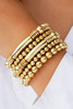 Gold Layered Plated Alloy Beaded Elastic Bracelet Set Gold Layered Plated Alloy Beaded Elastic Bracelet Set