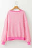 Pink Stripe Santa Clause Print Drop Shoulder Long Sleeve Loose Top Pink Stripe Santa Clause Print Drop Shoulder Long Sleeve Loose Top