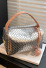 Silvery Lattice Texture Corded Ball Decor Weaven Handle Cosmetic Bag Silvery Lattice Texture Corded Ball Decor Weaven Handle Cosmetic Bag