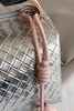 Silvery Lattice Texture Corded Ball Decor Weaven Handle Cosmetic Bag Silvery Lattice Texture Corded Ball Decor Weaven Handle Cosmetic Bag