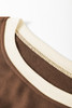 Coffee Color Contrast Loose Pullover and Lace-up Waist Skort Set