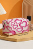 Pink Valentines Fashion Heart Printed Canvas Cosmetic Bag Pink Valentines Fashion Heart Printed Canvas Cosmetic Bag