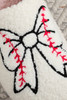 White Bow Knot Rugby Pattern Plush Warm Slippers White Bow Knot Rugby Pattern Plush Warm Slippers
