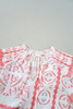 Desert Flower Vintage Print Smocked Poet Collar Billowy Blouson Sleeves Blouse