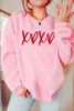 Pink Heart XOXO Graphic Crewneck Drop Shoulder Valentines Sweatshirt