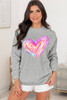 Gray Valentines Brushwork Heart Graphic Drop Shoulder Sweatshirt Gray Valentines Brushwork Heart Graphic Drop Shoulder Sweatshirt