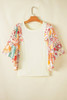 Beige Floral Patchwork Half Batwing Sleeve Blouse Beige Floral Patchwork Half Batwing Sleeve Blouse