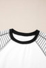 Black Striped Bracelet Sleeve Raglan Patchwork Top Black Striped Bracelet Sleeve Raglan Patchwork Top