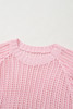 Pink Hollow-out Crochet Side Tied Short Sleeve Sweater