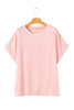 Pink Metallic Gloss Short Batwing Sleeve Plus Size Top