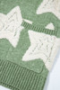 Green Sherpa Star Pattern Textured Sweater Cardigan with Pockets