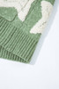 Green Sherpa Star Pattern Textured Sweater Cardigan with Pockets