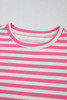 Rose Stripe Crew Neck T Shirt and Drawstring Shorts Set