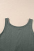 Duffel Green Solid Color Ribbed Ruffle Tank Top and Pants Set