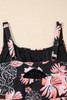 Black Floral Print Twisted Hollowed Back Swim Dress