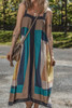 Brown Retro Geometric Printed Y Back Sleeveless Dress