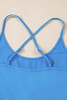 Blue Crossed Spaghetti Straps Drawstring Waist Sporty Romper