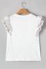 White Floral Lace Eyelet Patched Butterfly Sleeve Blouse