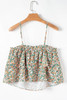 White Boho Floral Spaghetti Strap Ruffle Summer Tank Top