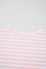 Pink Stripe Knitted Short Sleeve Top and Drawstring Shorts Set