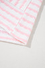 Pink Stripe Knitted Short Sleeve Top and Drawstring Shorts Set