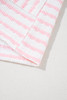 Pink Stripe Knitted Short Sleeve Top and Drawstring Shorts Set