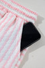 Pink Stripe Knitted Short Sleeve Top and Drawstring Shorts Set