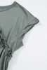 Mist Green Frilled Gathered Seam Round Neck T Shirt Dress