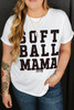 White SOFT BALL MAMA Graphic Crewneck Plus Size Tee