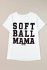 White SOFT BALL MAMA Graphic Crewneck Plus Size Tee