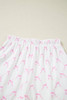Pink Bow Knot Geometric Print Lettuce Trim Two Piece Lounge Set