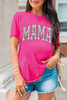 Rose Red Leopard MAMA Printed Crewneck Tee